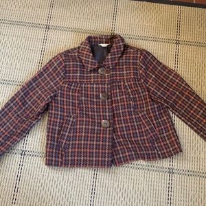 Plaid blazer with oversized buttons